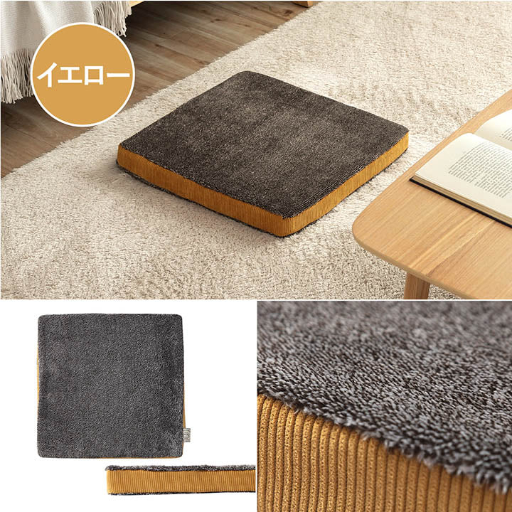クッション シート コーデュロイ風 低反発 ブルー 約40×40cm かわいい おしゃれ(代引不可)