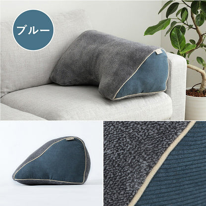 クッション リビング 寄りかかり あったか コーデュロイ風 スマホ リラックス ブルー 約60×40×25cm かわいい おしゃれ(代引不可)