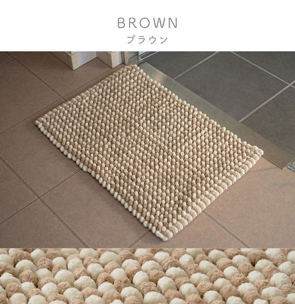 マット 40×60cm バスマット マルチ インテリア キッチン 玄関 速乾 吸水 無地調 ミックス色 手織り インド産 綿混 ボリューム 凹凸感 ポコポコ おしゃれ インテリア かわいい 北欧(代引不可)