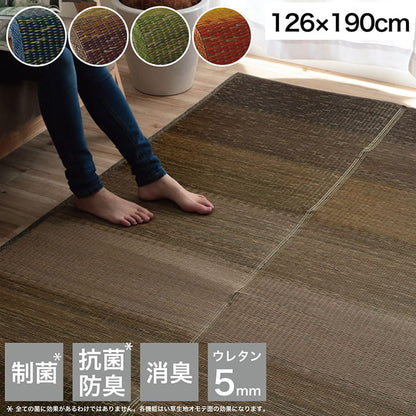 ラグ 126×190cm 小林製薬 持続性抗菌剤 KOBA-GUARD 制菌 抗菌防臭 滑り止め ウレタン 不織布 夏 い草 グラデーション(代引不可)