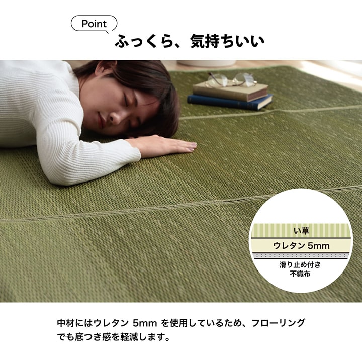 ラグ 190×250cm 小林製薬 持続性抗菌剤 KOBA-GUARD 制菌 抗菌防臭 滑り止め ウレタン 不織布 夏 い草 グラデーション(代引不可)