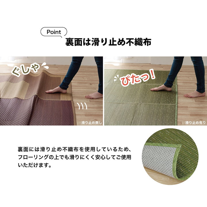 ラグ 190×250cm 小林製薬 持続性抗菌剤 KOBA-GUARD 制菌 抗菌防臭 滑り止め ウレタン 不織布 夏 い草 グラデーション(代引不可)