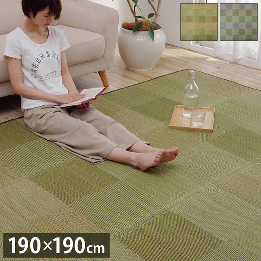 ラグ 正方形 2畳 190×190cm い草 自然素材 クッション性 撥水 防ダニ 滑り止め加工 抗菌防臭 消臭(代引不可)