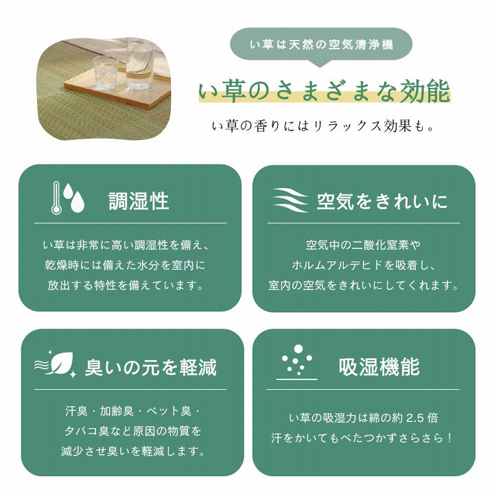 ラグ 正方形 2畳 190×190cm い草 自然素材 クッション性 撥水 防ダニ 滑り止め加工 抗菌防臭 消臭(代引不可)