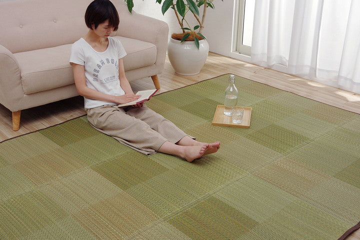 ラグ 正方形 2畳 190×190cm い草 自然素材 クッション性 撥水 防ダニ 滑り止め加工 抗菌防臭 消臭(代引不可)