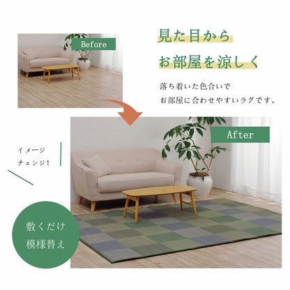 ラグ 正方形 2畳 190×190cm い草 自然素材 クッション性 撥水 防ダニ 滑り止め加工 抗菌防臭 消臭(代引不可)