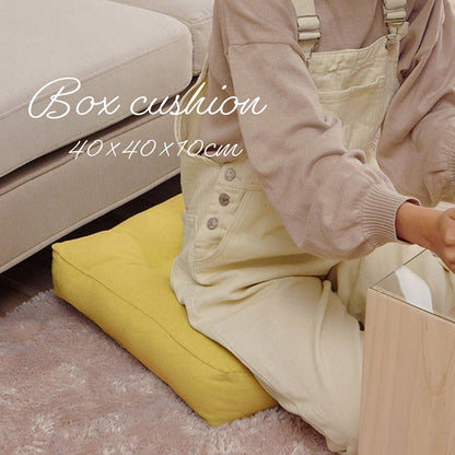 クッション 四角 厚い 持ち運び 日本製 オーガニックコットン 綿100% 無地 洗える 座布団 約40×40cm イエロー クララ(代引不可)