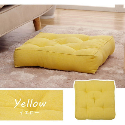 クッション 四角 厚い 持ち運び 日本製 オーガニックコットン 綿100% 無地 洗える 座布団 約40×40cm イエロー クララ(代引不可)