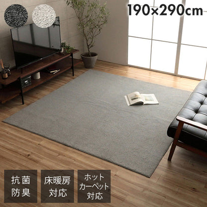ラグ 長方形 手洗い ループパイル 高級感 おしゃれ 抗菌防臭 オーバーロック 滑りにくい加工 グレー 約4畳 約190×290cm 床暖房 ホットカーペット対応 クレイド(代引不可)