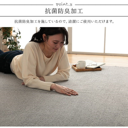 ラグ 長方形 手洗い ループパイル 高級感 おしゃれ 抗菌防臭 オーバーロック 滑りにくい加工 グレー 約4畳 約190×290cm 床暖房 ホットカーペット対応 クレイド(代引不可)