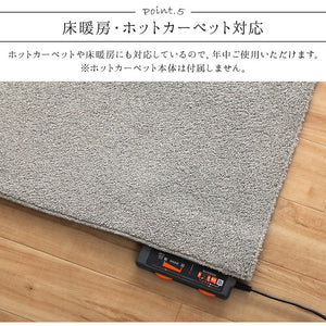 ラグ 長方形 手洗い ループパイル 高級感 おしゃれ 抗菌防臭 オーバーロック 滑りにくい加工 グレー 約4畳 約190×290cm 床暖房 ホットカーペット対応 クレイド(代引不可)