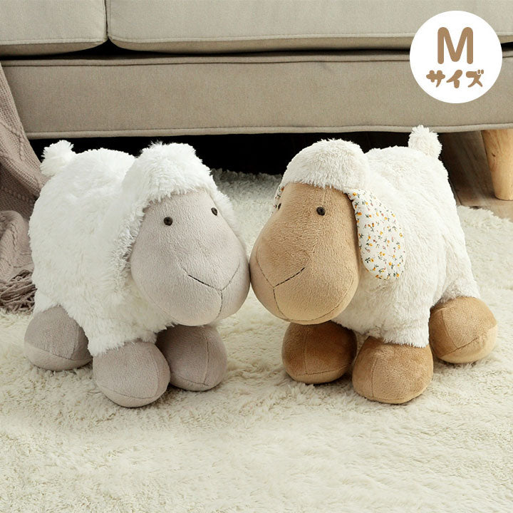 ぬいぐるみ Mサイズ 動物 かわいい 羊 抱き枕 まくら 枕 可愛い ホワイト ひつじ ふかふか 小さい ベビー 誕生日 ギフト プレゼント おすすめ 子供 フカフカ ふかふか(代引不可)