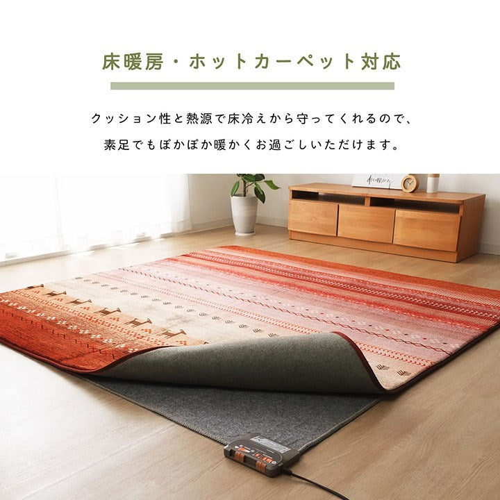 ラグ 長方形 大判 洗える ギャベ オレンジ 約220×320cm ホットカーペット対応 ラディ(代引不可)