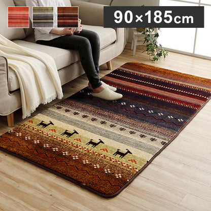 ラグ 長方形 約90×185cm 洗える ギャベ 防音 ホットカーペット対応 手洗い 床暖房 クッション性 不織布 フランネル インテリア おしゃれ 北欧 オールシーズン カーペット 絨毯 じゅうたん シンプル(代引不可)