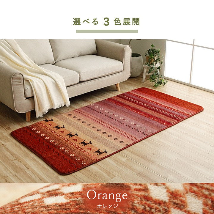 ラグ 長方形 約90×185cm 洗える ギャベ 防音 ホットカーペット対応 手洗い 床暖房 クッション性 不織布 フランネル インテリア おしゃれ 北欧 オールシーズン カーペット 絨毯 じゅうたん シンプル(代引不可)