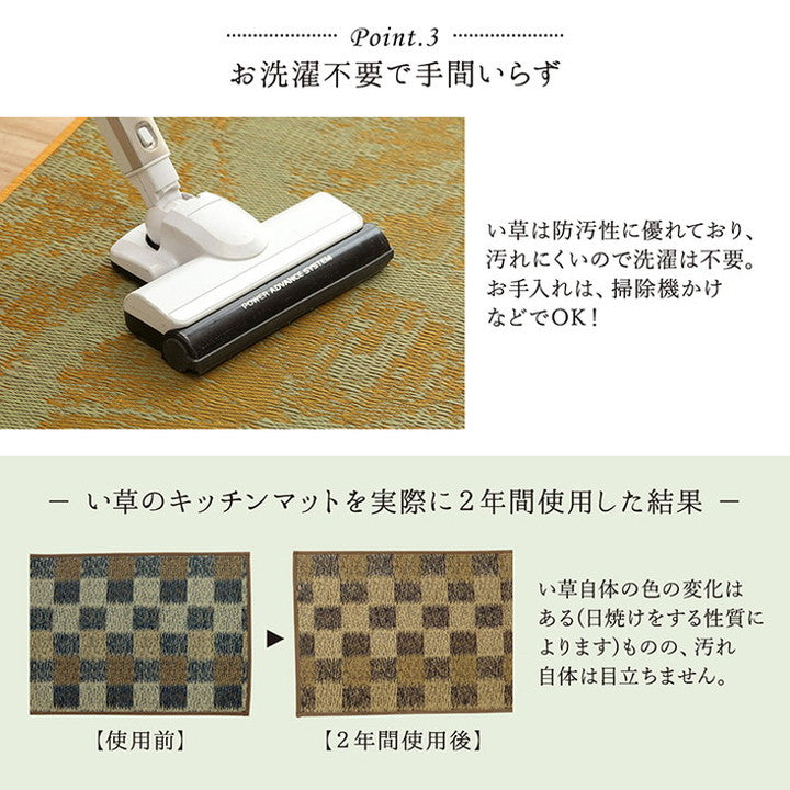 キッチンマット い草 自然素材 日本製 約60×180cm 国産 純国産 汚れにくい ウレタン カジュアル フルーツ キウイ レモン 抗菌 防臭 滑りにくい インテリア おしゃれ 北欧 オールシーズン(代引不可)