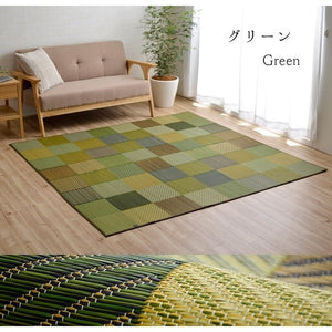 ラグ 純国産 国産 日本製 い草 抗菌防臭 自然素材 モダン 『DXカラフルブロック』 ブルー 約191×191cm カラフルブロック(代引不可)