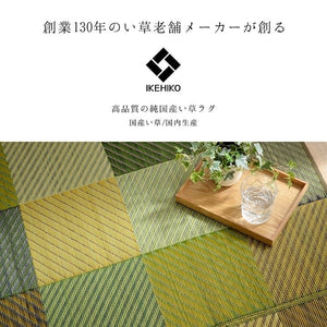 ラグ 純国産 国産 日本製 い草 抗菌防臭 自然素材 モダン 『DXカラフルブロック』 ブルー 約191×191cm カラフルブロック(代引不可)