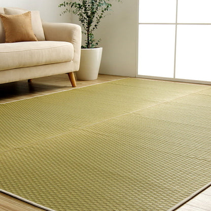 ラグ 長方形 い草 日本製 国産 自然素材 滑り止め加工 ナチュラル 市松柄 オールシーズン 消臭 シンプル 約3畳 約191×250cm ホットカーペット対応 床暖房対応 プレーン(代引不可)