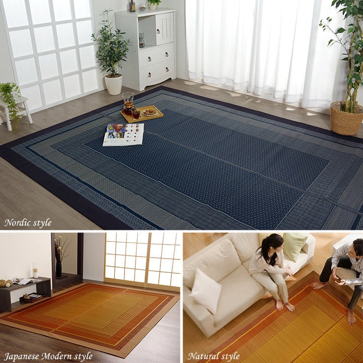 い草ラグ ランクス 191×300cm ラグ マット 国産 純国産 日本製 い草 モダン 抗菌防臭 自然素材 涼感 和室 洋室 ヒバ 抗菌 防臭 フローリング オールシーズン ラグマット 絨毯 じゅうたん イ草(代引不可)