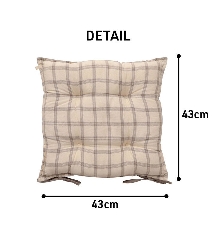 オーガニックコットン クッション シート 四角 椅子 日本製 綿100% チェック 洗える 約43×43cm おしゃれ かわいい 角型 格子 チェア いす エミリー(代引不可)