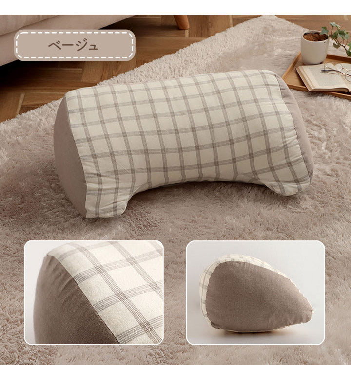 オーガニックコットン 多機能クッション 洗える 寄りかかり 日本製 綿100% チェック 背もたれ 約60×35×25cm おしゃれ かわいい 三角クッション スマホ ゲーム ゲーミング エミリー(代引不可)