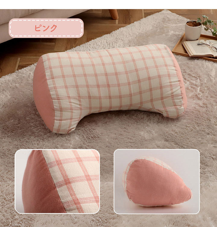 オーガニックコットン 多機能クッション 洗える 寄りかかり 日本製 綿100% チェック 背もたれ 約60×35×25cm おしゃれ かわいい 三角クッション スマホ ゲーム ゲーミング エミリー(代引不可)