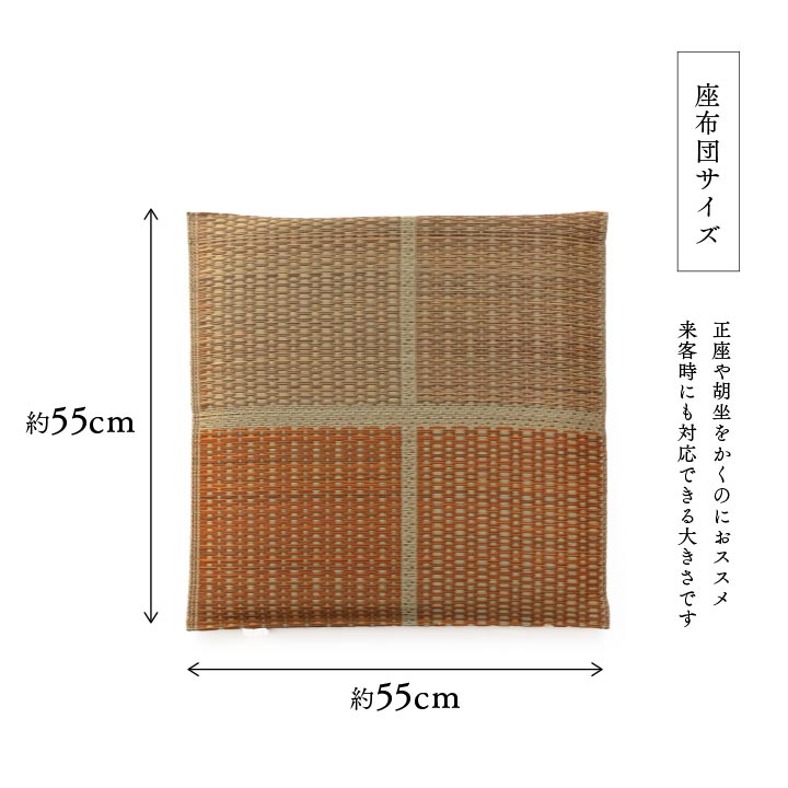 2枚組 日本製 い草 座布団 クッション モダン 織込 約55×55cm(代引不可)