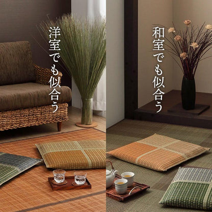 2枚組 日本製 い草 座布団 クッション モダン 織込 約55×55cm(代引不可)