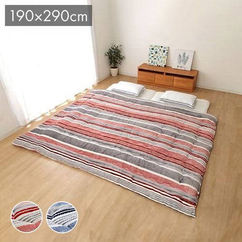 掛け 布団 ファミリー 対応 あったか だんらん ストライプ おしゃれ ニードルブルー 約190×290cm 4人 用 だんらん布団(代引不可)