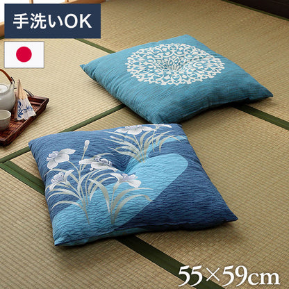 座布団 浴衣の生地で作った 洗える 日本製 国産 和室 洋室 銘仙判 夏 約55×59cm おしゃれ かわいい ざぶとん ゆかた(代引不可)
