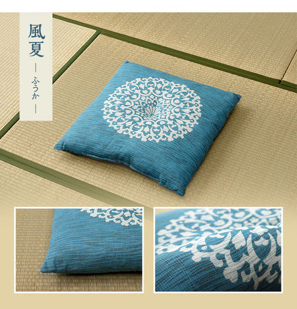 座布団 浴衣の生地で作った 洗える 日本製 国産 和室 洋室 銘仙判 夏 約55×59cm おしゃれ かわいい ざぶとん ゆかた(代引不可)