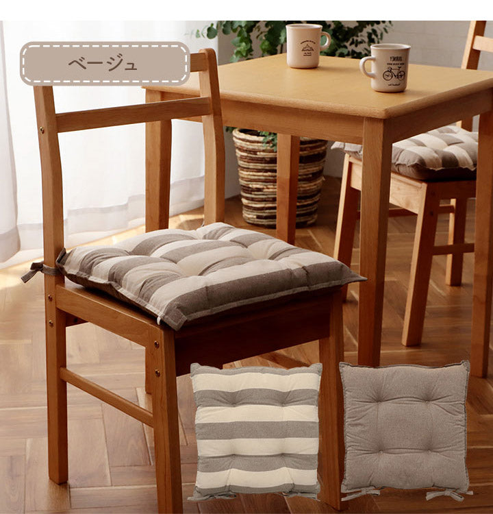 オーガニックコットン クッション シート 四角 椅子 43×43cm 日本製 洗える 綿100% ボーダー チェア いす シートクッション 角型 おしゃれ かわいい フロー(代引不可)