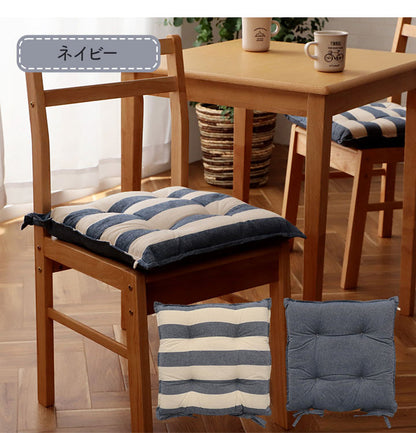 オーガニックコットン クッション シート 四角 椅子 43×43cm 日本製 洗える 綿100% ボーダー チェア いす シートクッション 角型 おしゃれ かわいい フロー(代引不可)