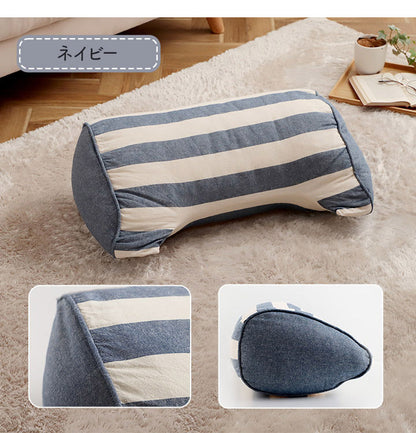 オーガニックコットン 多機能クッション 洗える 寄りかかり 日本製 綿100% ボーダー 背もたれ 約55×35×25cm おしゃれ かわいい 三角クッション スマホ ゲーム ゲーミング フロー(代引不可)