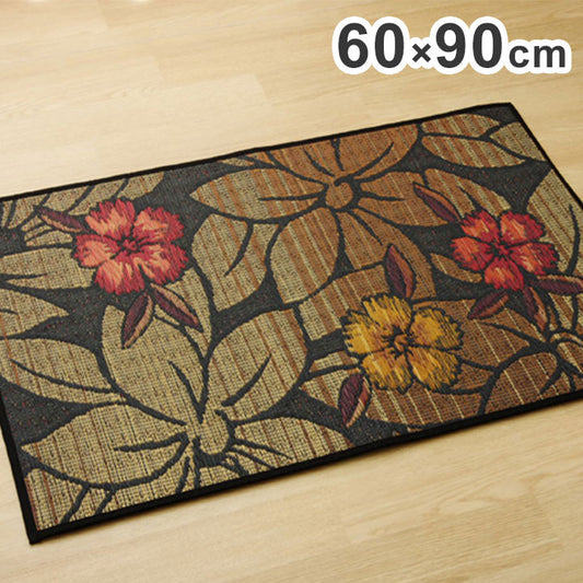玄関 マット 約60×90cm い草 室内 おしゃれ 日本製 国産 イグサ 自然素材 花柄 モダン ラグ カーペット 絨毯 玄関マット クッション性 ウレタン 消臭 インテリア おしゃれ 北欧 オールシーズン(代引不可)