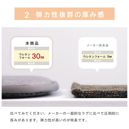 冷感ラグ 正方形 冷たい 2畳 180×180cm 滑りにくい 防音 ボリューム 厚い へたりにくい シンプル 無地(代引不可)