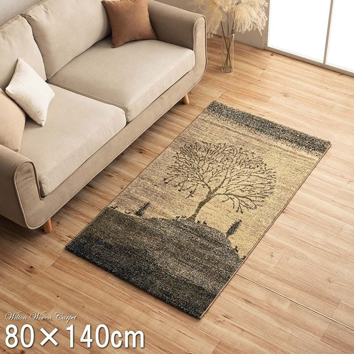 ウィルトン カーペット 長方形 風景画 抗菌防臭 約80×140cm ソウル(代引不可)