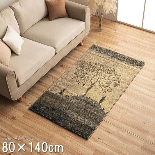 ウィルトン カーペット 長方形 風景画 抗菌防臭 約80×140cm ソウル(代引不可)