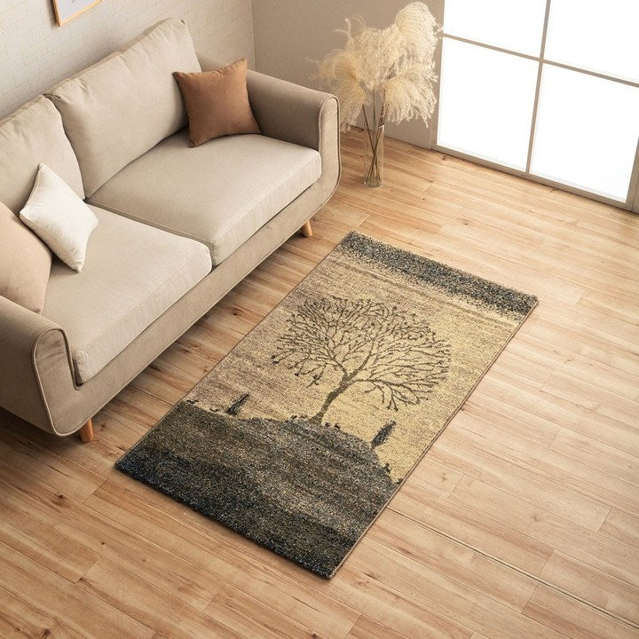 ウィルトン カーペット 長方形 風景画 抗菌防臭 約80×140cm ソウル(代引不可)