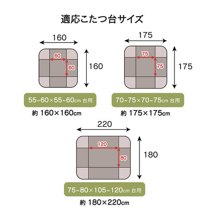 こたつ布団 おしゃれ 省スペース 正方形 ノルディック柄 電気代節約 ふわふわ なめらか ブラウン 約 175×175cm かわいい おしゃれ(代引不可)