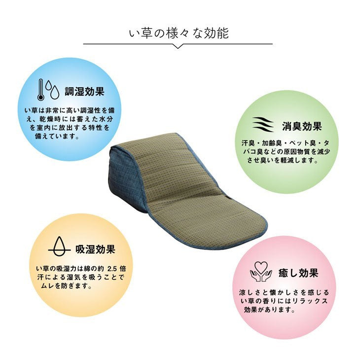 クッション くつろぎ ごろごろ い草 抗菌防臭 消臭 シンプル 小林製薬コバガード使用 約48×90cm ブラウン クリア(代引不可)