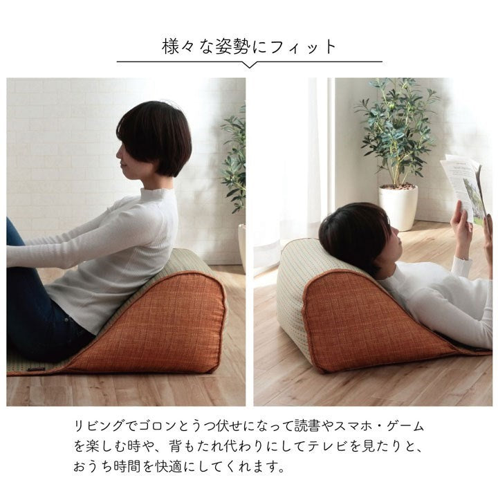 クッション くつろぎ ごろごろ い草 抗菌防臭 消臭 シンプル 小林製薬コバガード使用 約48×90cm ブラウン クリア(代引不可)