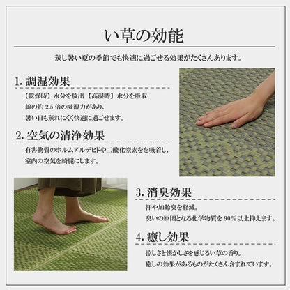 ラグ 江戸間4.5畳 約261×261cm 敷物 花ござ 国産 純国産 日本製 小林製薬 持続性抗菌剤 KOBA-GUARD 制菌 抗菌防臭 夏 い草 市松 モダン 絨毯 インテリア おしゃれ オールシーズン シンプル(代引不可)