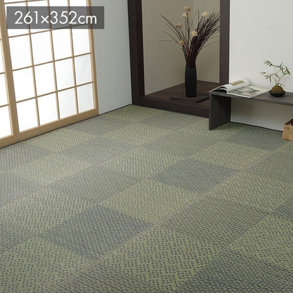 敷物 花ござ 国産 純国産 日本製 小林製薬 持続性抗菌剤 KOBA-GUARD 制菌 抗菌防臭 夏 い草 市松 モダン 滑り止め 不織布 グレー 江戸間6畳 約261×352cm ラウム(代引不可)