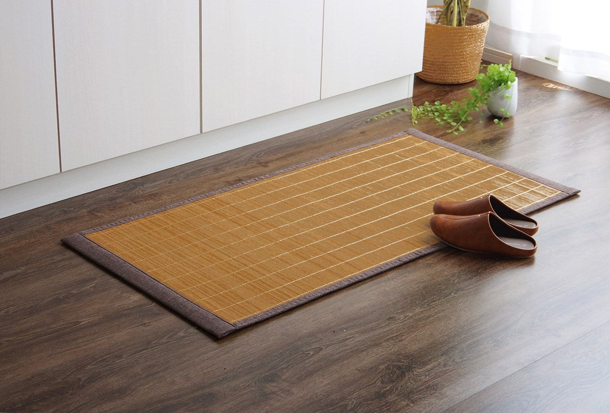 竹 キッチン マット 裏 滑り止め 天然素材 丈夫 抗菌防臭 消臭 防汚 汚れ 防止 お手入れ お掃除 簡単 楽 ブラウン 約60×120cm プレーン(代引不可)
