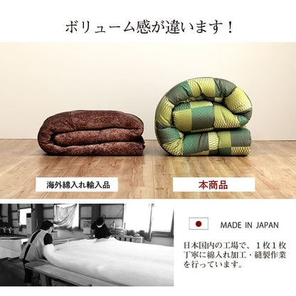 こたつ布団 長方形 単品 和柄 市松模様 グリーン 約205×285cm 大河(代引不可)