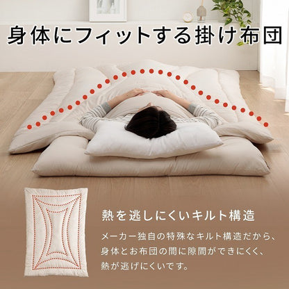 掛け布団 シングル 冬 暖かい 防ダニ 冬用 冬布団 夏冬 ウール 国産 ヌード アイボリー 羊毛 約150×210cm シングルロング 羊毛ヌード(ウール入り防ダニヌード)(代引不可)