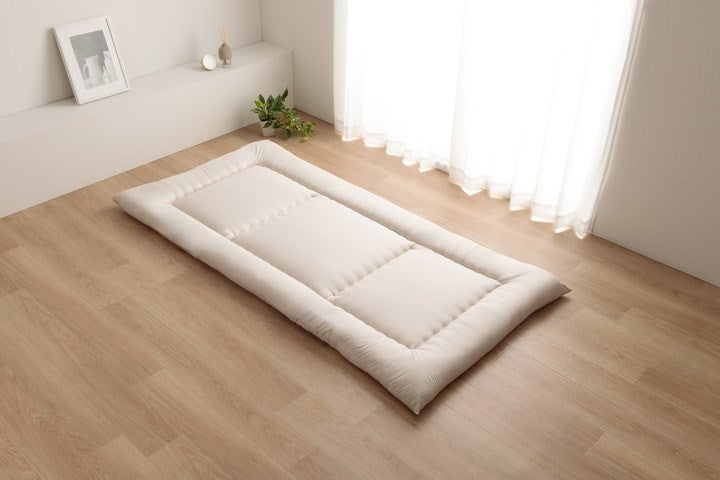 敷布団 シングル 防ダニ ふとん ウール 国産 ヌード アイボリー 羊毛 約100×210cm シングルロング 羊毛ヌード(ウール入り防ダニヌード)(代引不可)