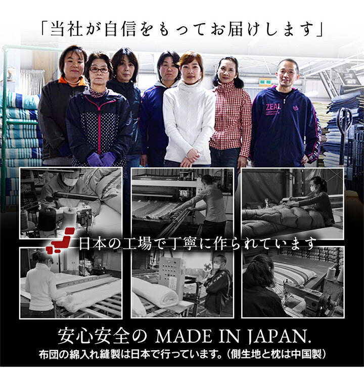 洗えるAZ シングル 6P BL寝具 洗える 清潔 組布団 6点セット 東レft綿 カバー付き 日本製 シングルロング 掛け約150×210cm 敷き100×210cm マルチブルー(代引不可)